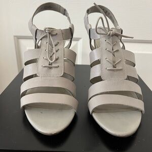 Franco Sarto straps sandal. 3-1/2” heel in light gray. Size 8M